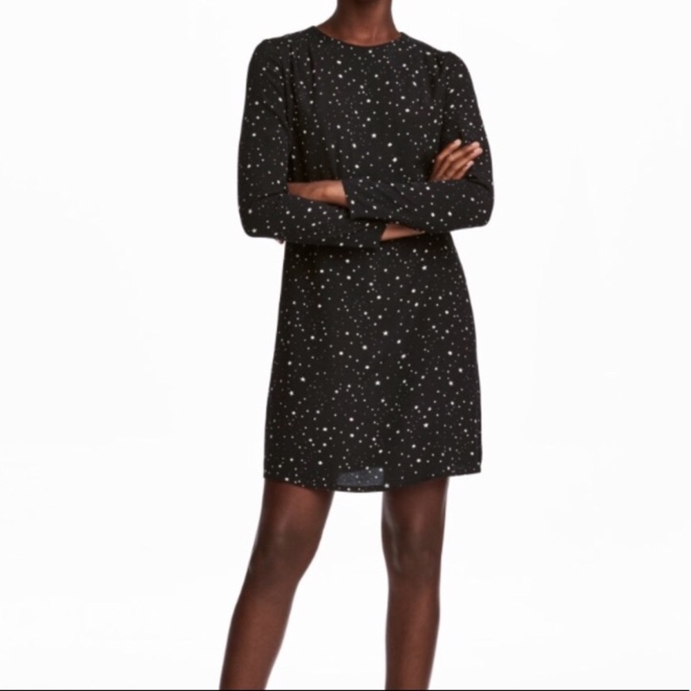 NWT H&M Dress Black w Stars Sz 10